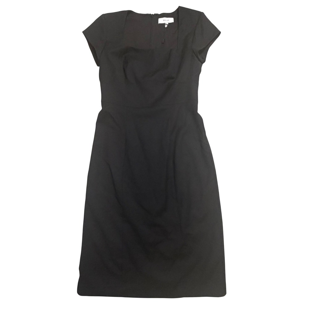 REISS Haisley Tailored Dress Women 4 Black Professional Workwear Sheath LBD NEW